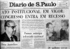Fac-símile do Diário de S. Paulo quando da divulgação do AI-5. 14 de dezembro de 1968.